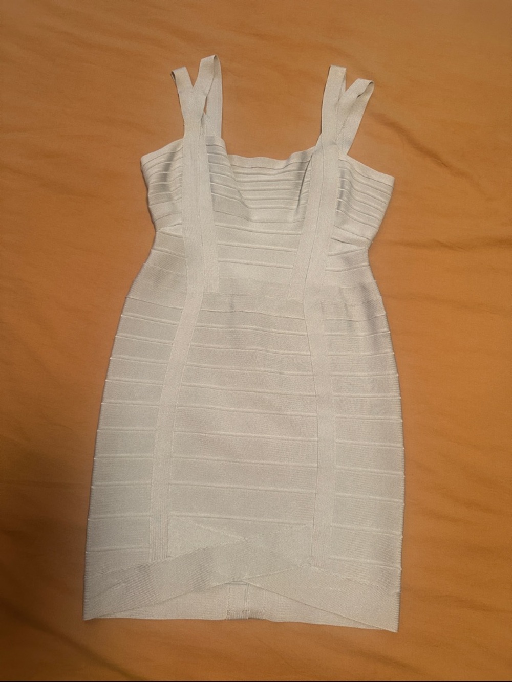 Herve Leger Silver Bandage Mini Dress with Wide Straps